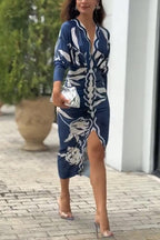 Eva | Sun Escape Einzigartiges Print Dolman Midi Kleid