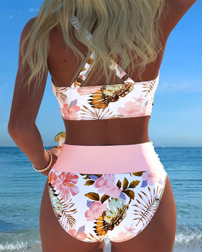 Jolina | Floral Contrast Split Bikini