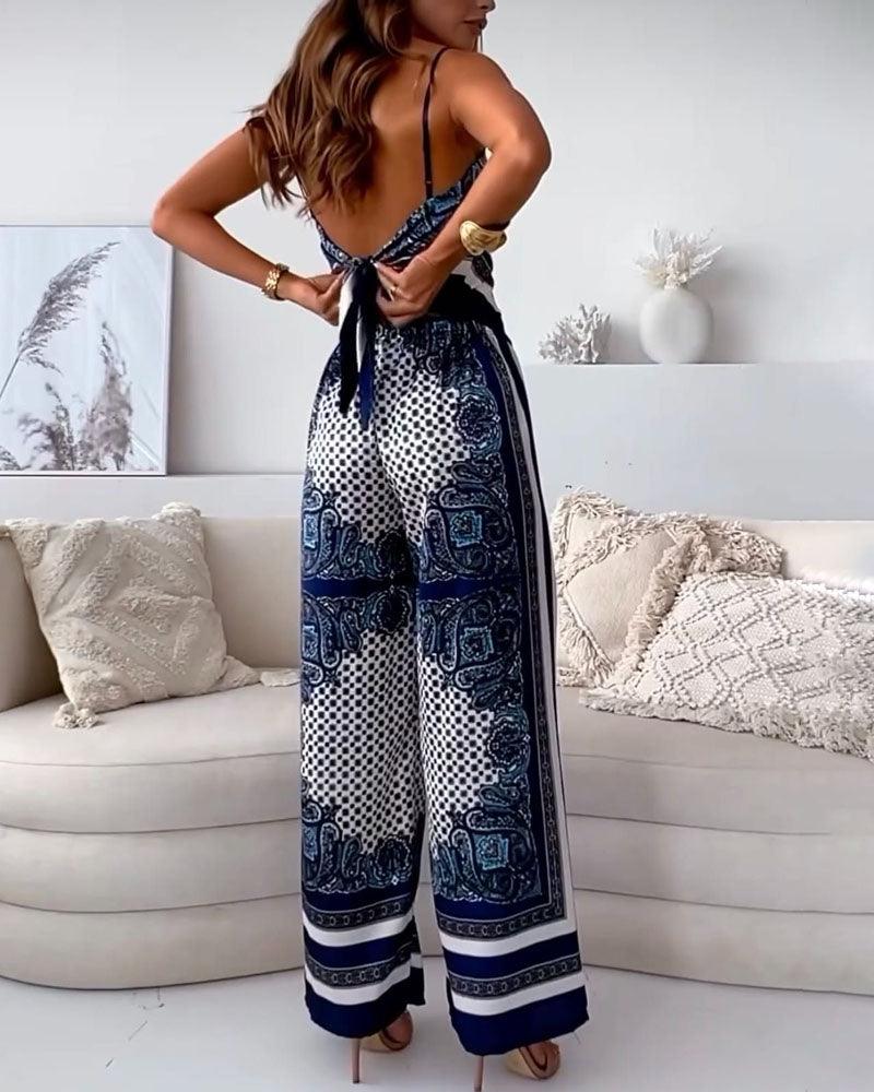 Helen | Urlaub bereit stilvolles Schnür-Top & Hose Zweiteiler Set Kleid