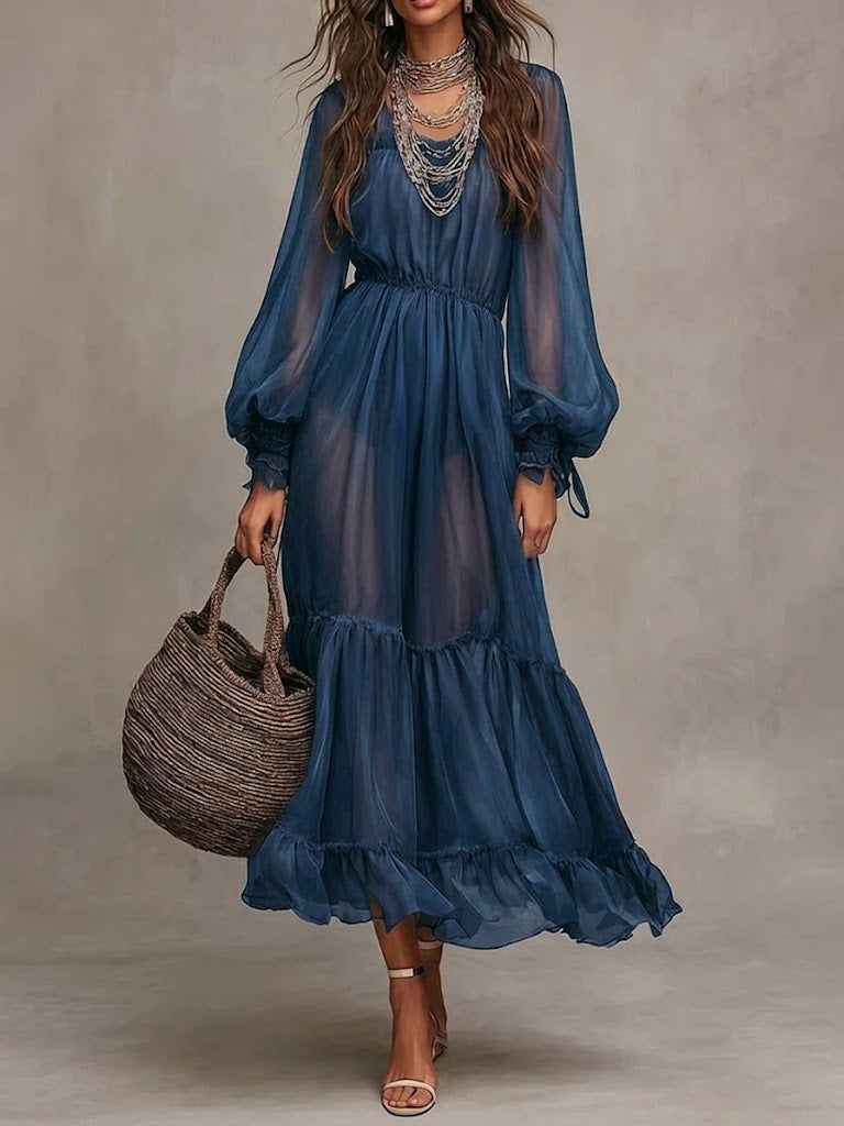 Gerda | Elegantes V-Ausschnitt Midi-Kleid