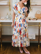 Savannah | Floral Plissierter Midi