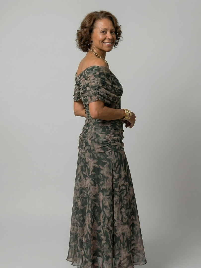 Calen | Off Shoulder Flow Midi Kleid