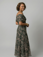 Calen | Off Shoulder Flow Midi Kleid