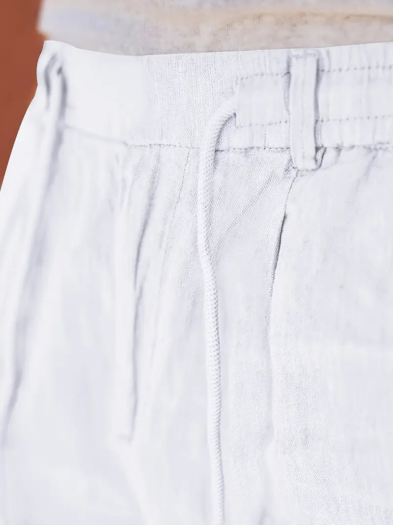 NICHOLS | WEITE LEINENHOSE MIT KORDEL