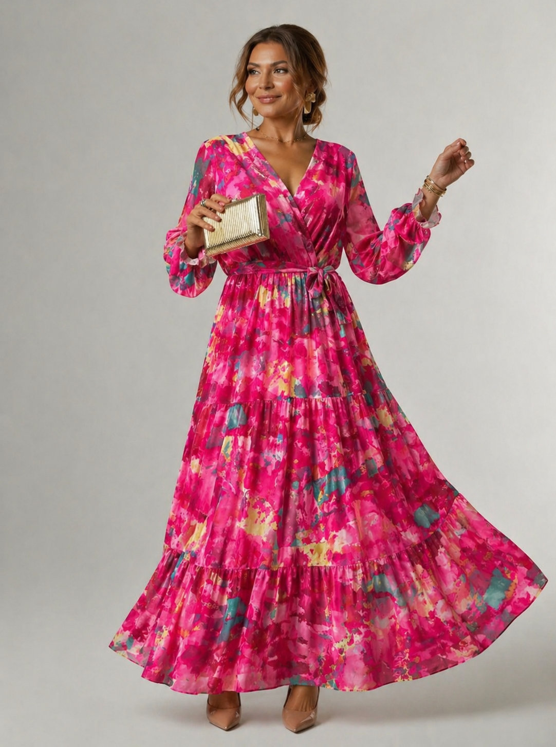 Sage | Floral Wickelkleid