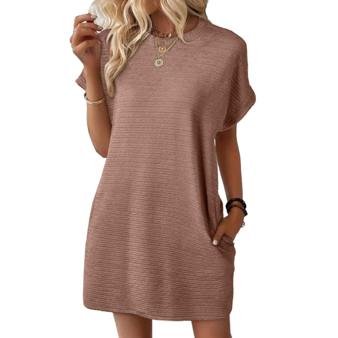 EVASHA™ – Lässiges Minimalistisches Sommerkleid mit Rundhalsausschnitt