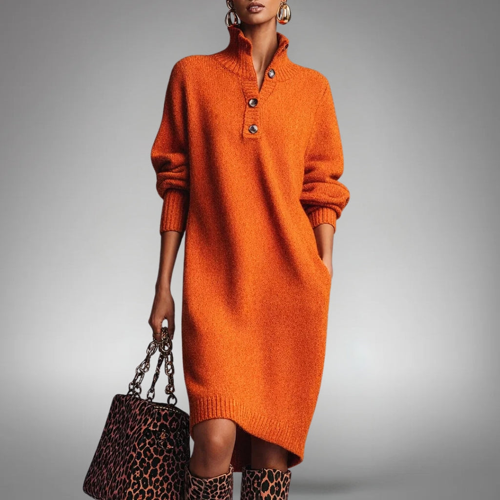 Marion™ | Weiches Strickkleid mit Knöpfen