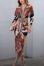 Eva | Sun Escape Einzigartiges Print Dolman Midi Kleid