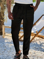 NICHOLS | WEITE LEINENHOSE MIT KORDEL