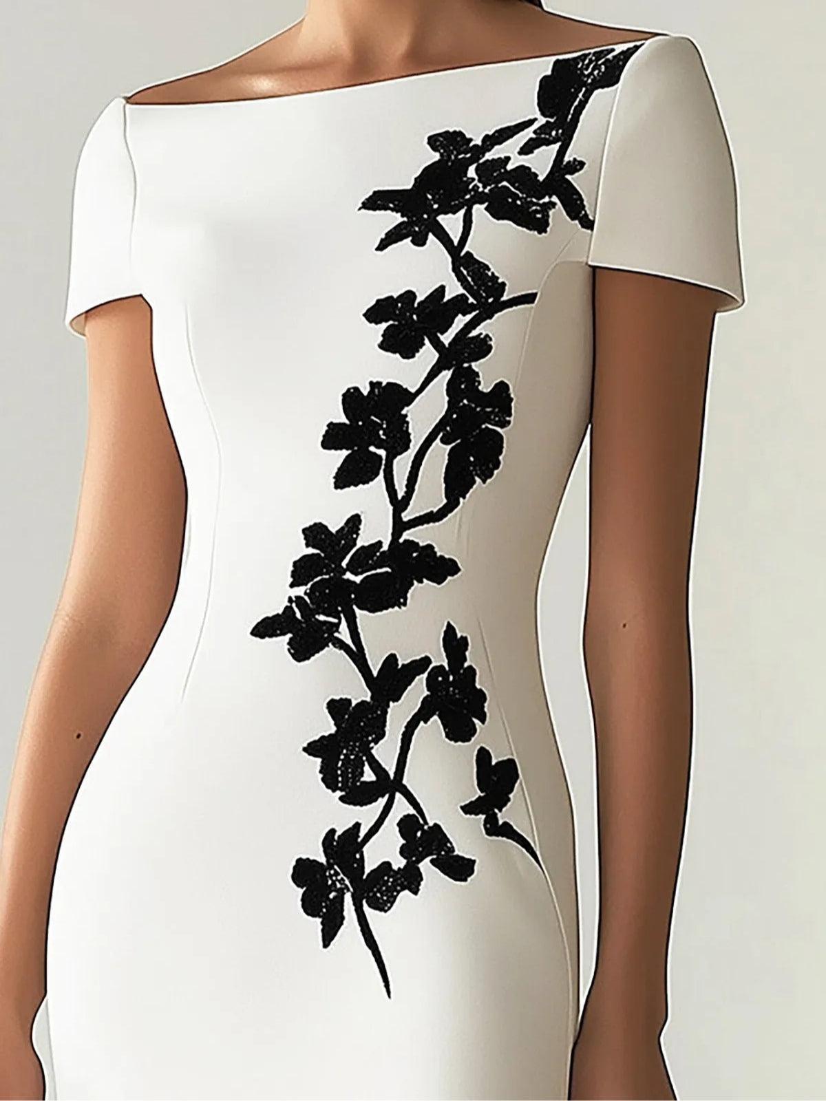 Audrey | Schickes Floral-Print Boot-Neck Midi-Kleid Outfit