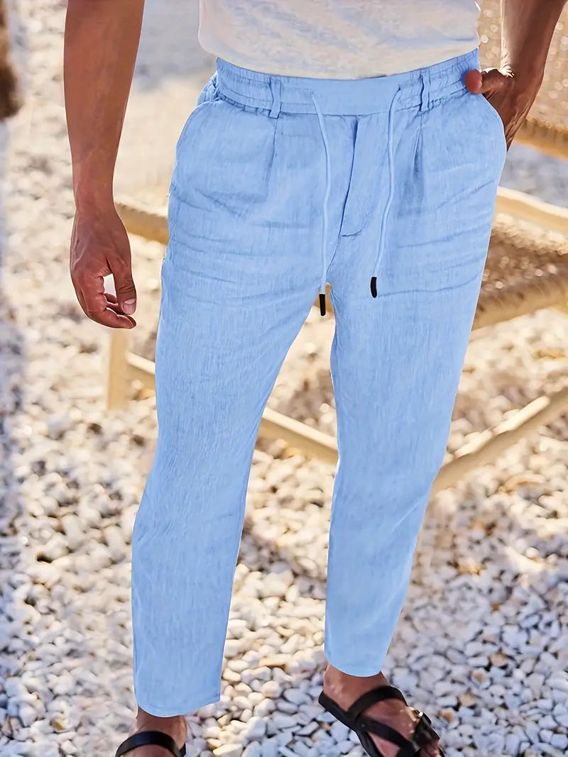 NICHOLS | WEITE LEINENHOSE MIT KORDEL