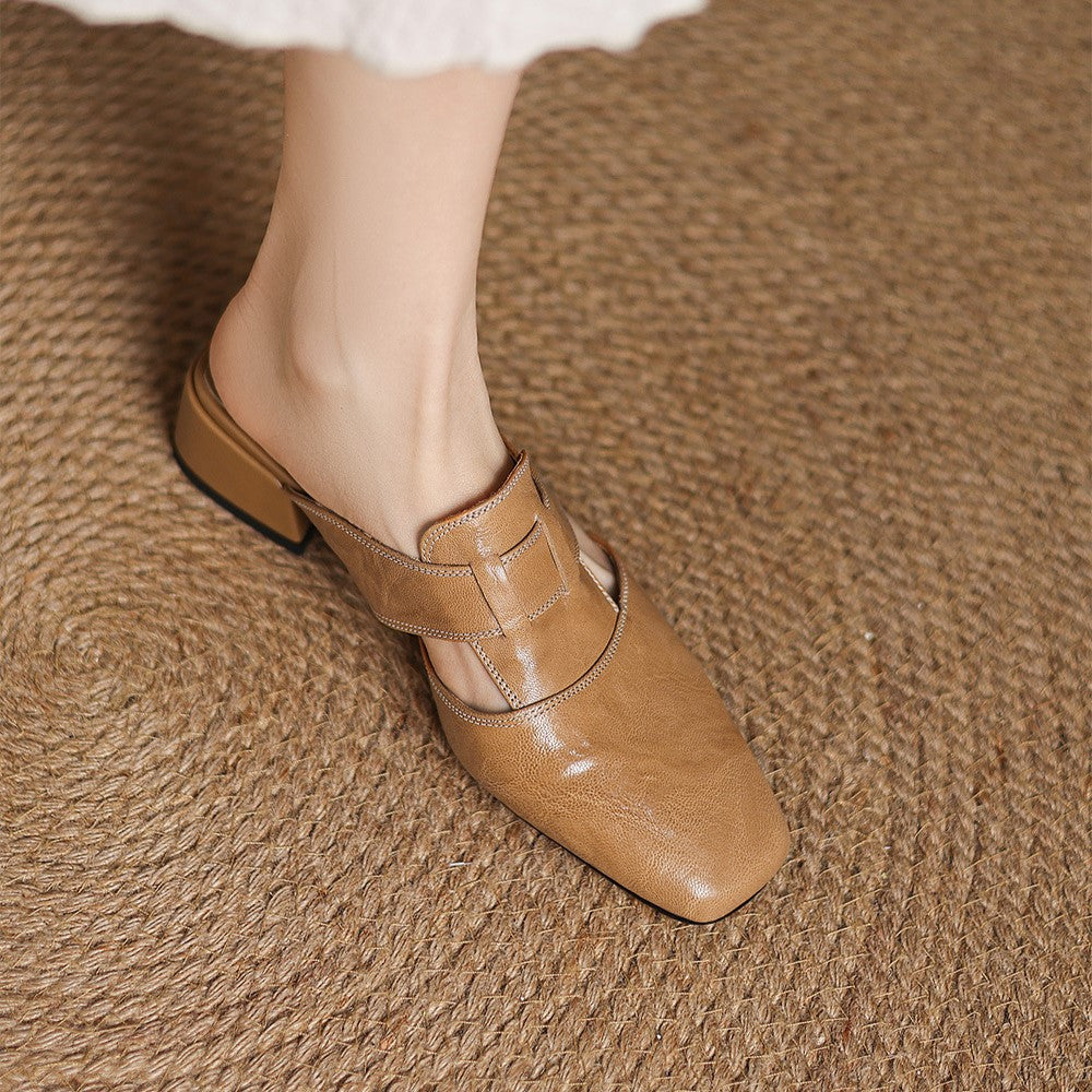 Rosel Leder-Mules mit quadrater Zehenform