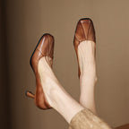 Marisol Leder Pumps mit quadratischer Zehenform