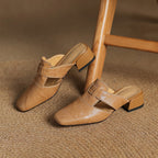 Rosel Leder-Mules mit quadrater Zehenform