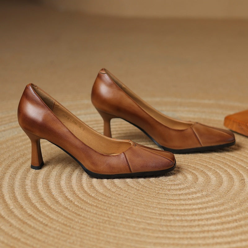 Marisol Leder Pumps mit quadratischer Zehenform