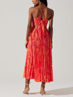 Heather | Küsten-Chic Elegantes Floral Print Falten Midi Kleid Kollektion