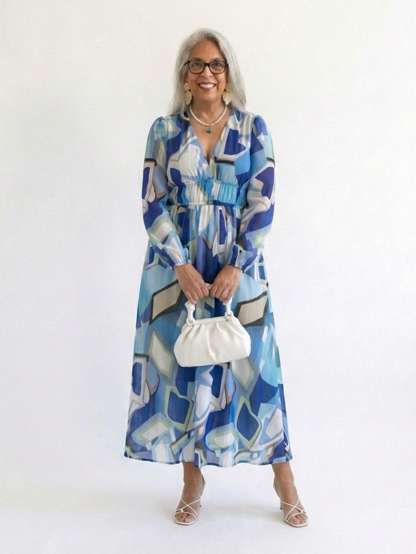 Althea | Langärmliges Blumenkleid Maxi