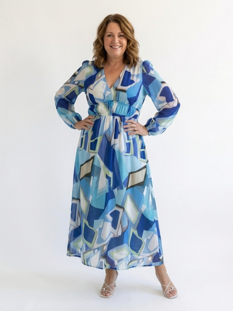 Althea | Langärmliges Blumenkleid Maxi