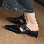 Rosel Leder-Mules mit quadrater Zehenform