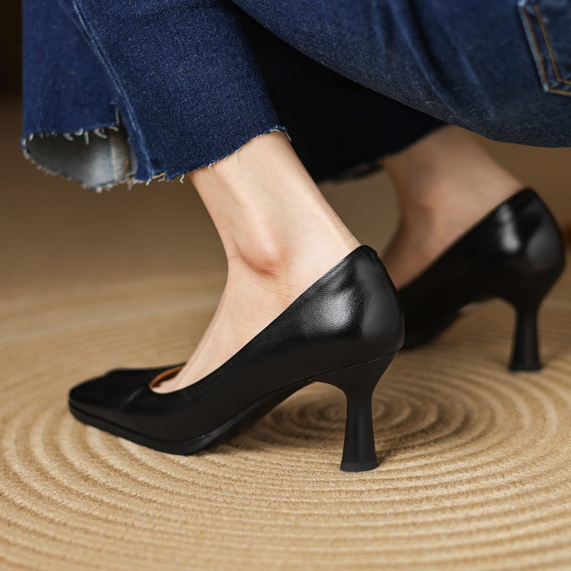 Marisol Leder Pumps mit quadratischer Zehenform