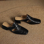 Rosel Leder-Mules mit quadrater Zehenform
