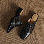 Rosel Leder-Mules mit quadrater Zehenform