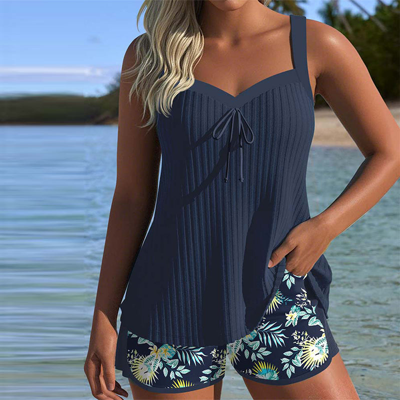 Laluna® | Gestreifter Tankini mit Zweiteiligem Strandshort
