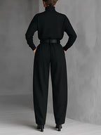Mia – Poloshirt-Hals Gerade-Bein Jumpsuit