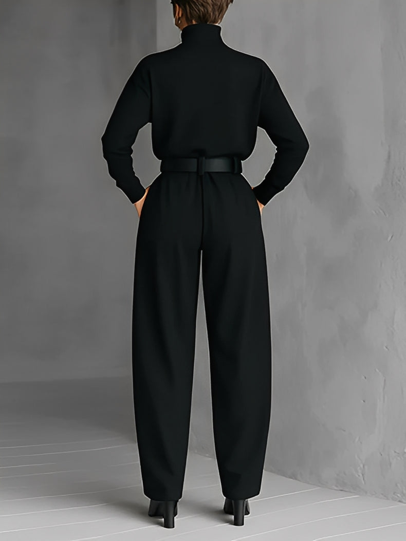 Mia – Poloshirt-Hals Gerade-Bein Jumpsuit
