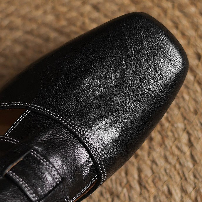 Rosel Leder-Mules mit quadrater Zehenform