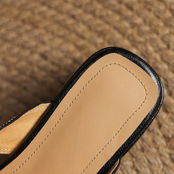 Rosel Leder-Mules mit quadrater Zehenform