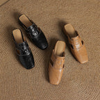 Rosel Leder-Mules mit quadrater Zehenform