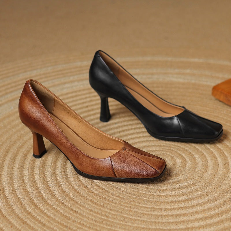 Marisol Leder Pumps mit quadratischer Zehenform