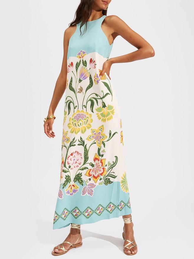 Ava | Resort Sunshine Floral Print Ärmelloses Midi-Kleid