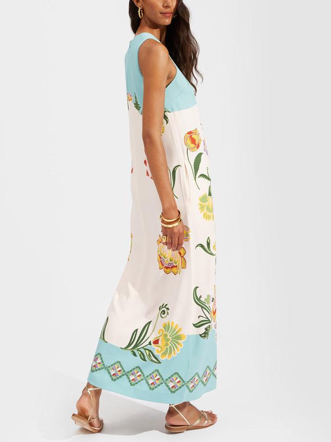 Ava | Resort Sunshine Floral Print Ärmelloses Midi-Kleid