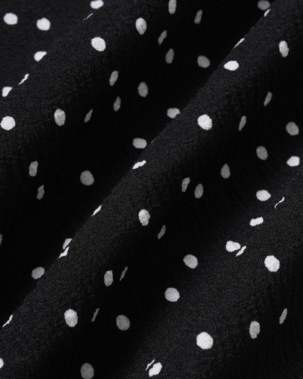 Ruched Midi Skirt with Black Polka Dots