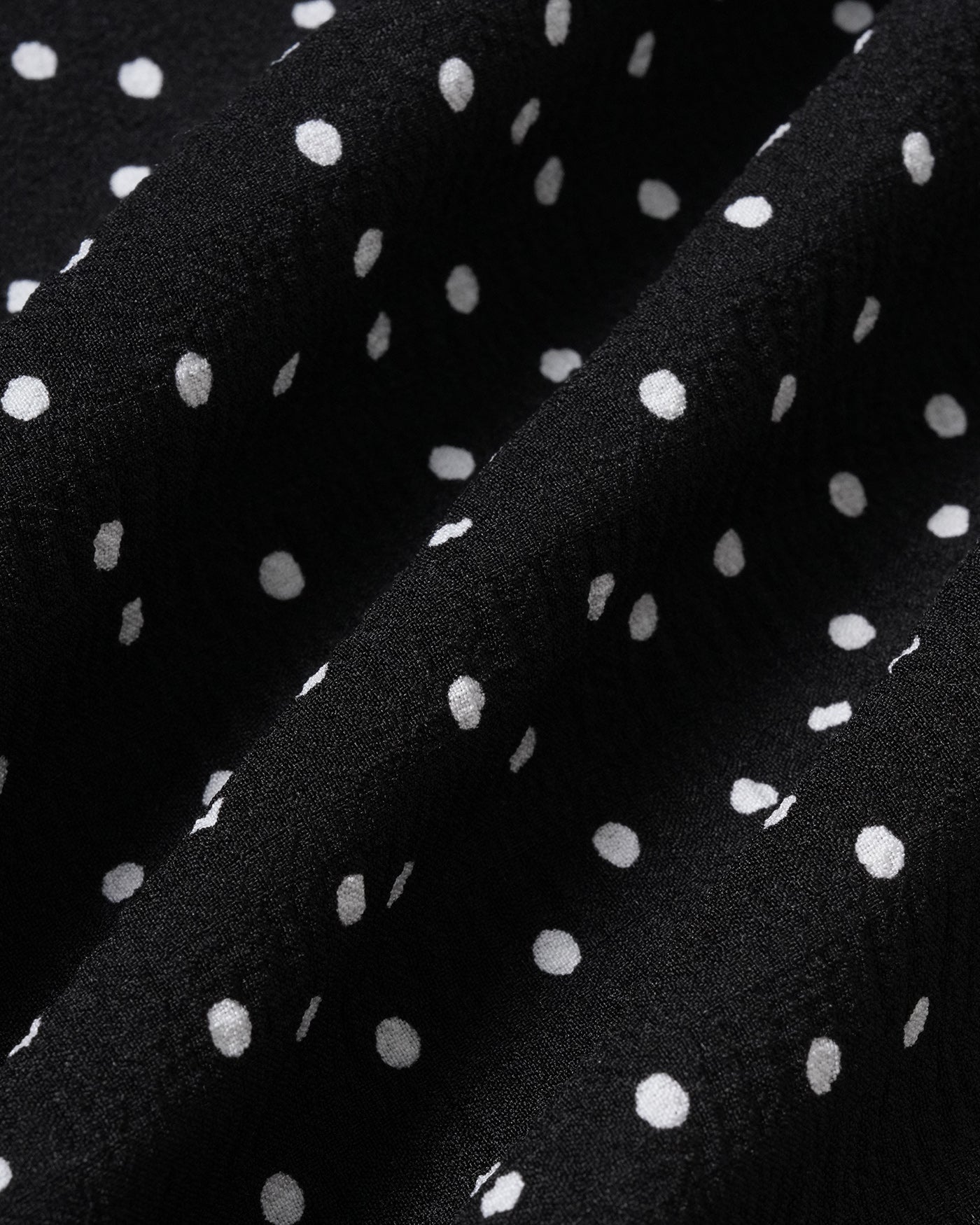 Ruched Midi Skirt with Black Polka Dots