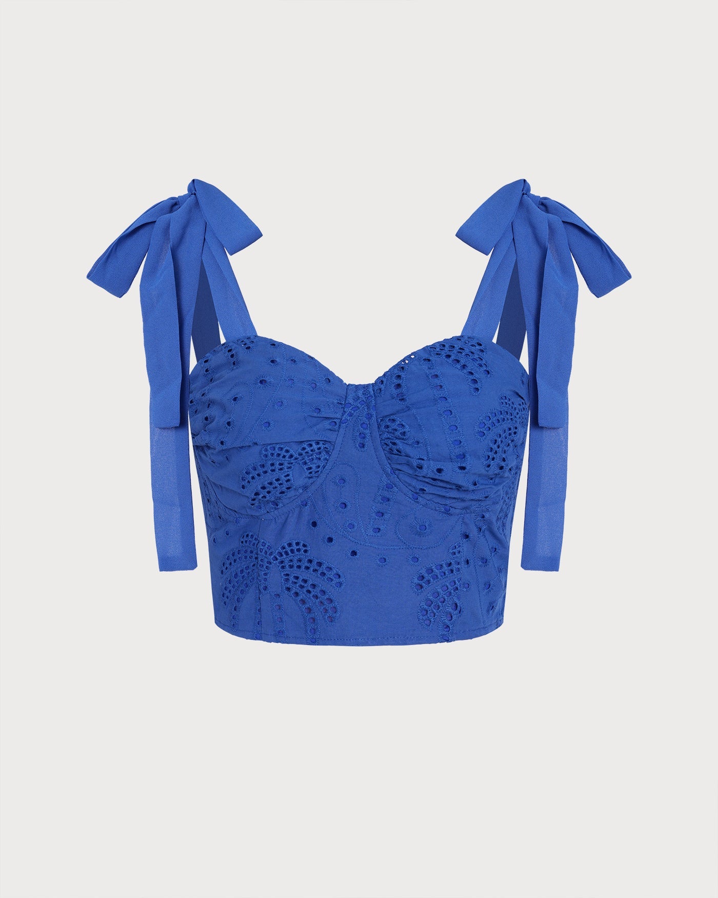 Embroidered Cami Top with Blue Sweetheart Neckline