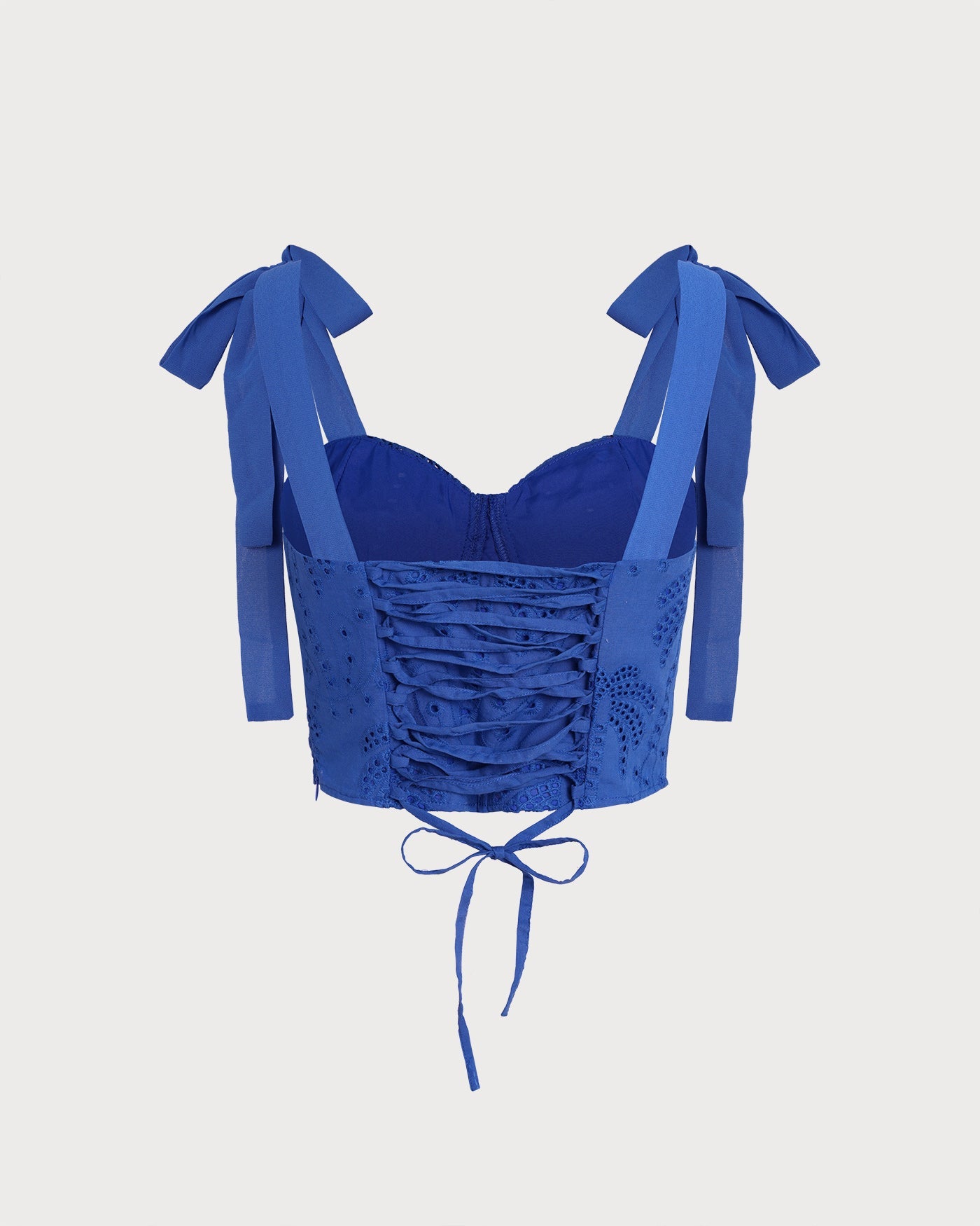 Embroidered Cami Top with Blue Sweetheart Neckline