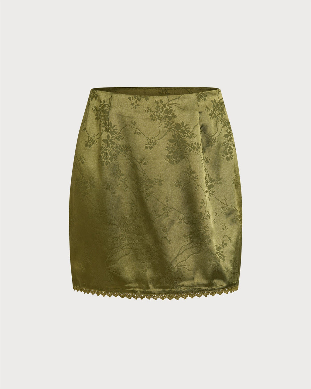 Emerald Floral Satin Mini Skirt
