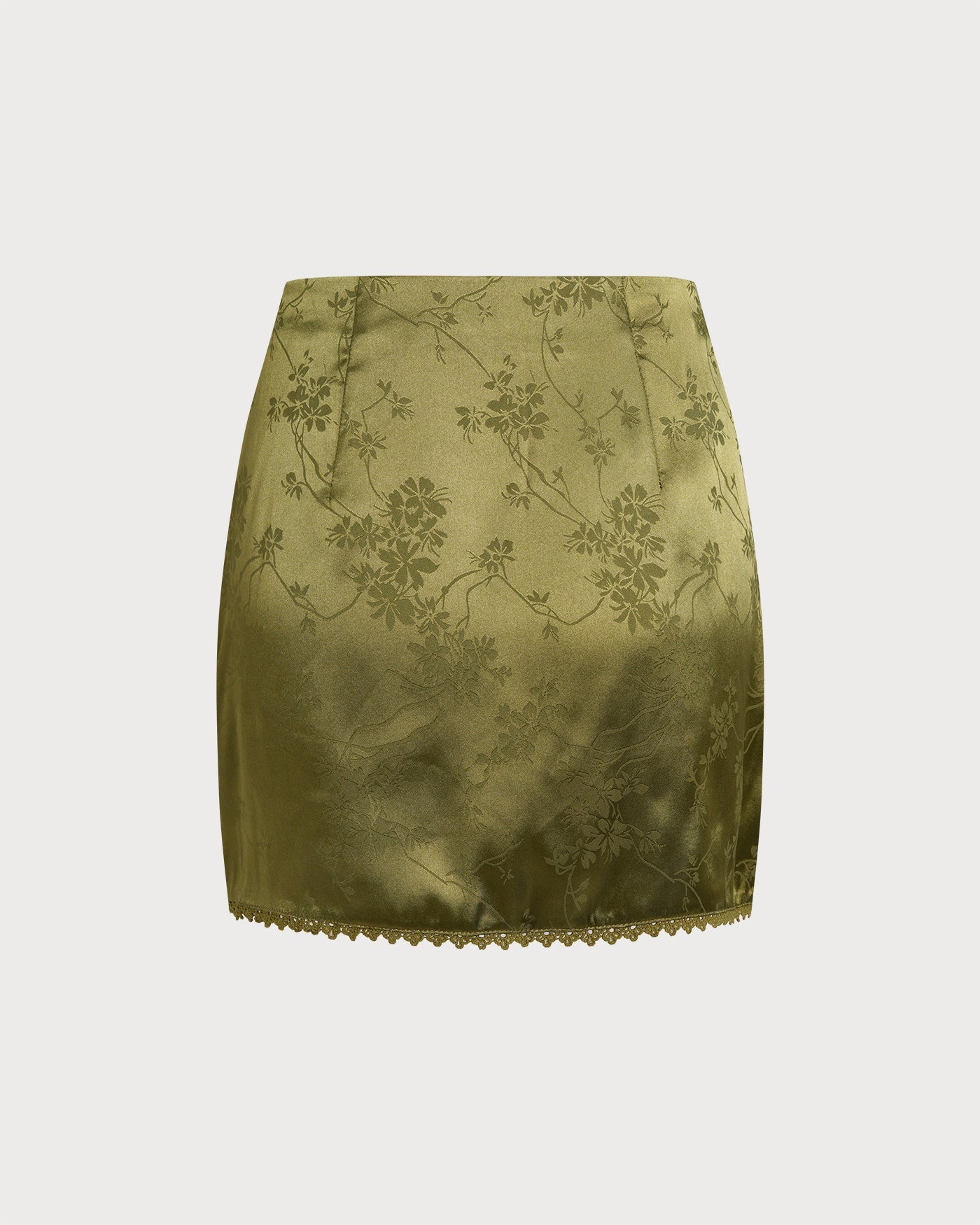 Emerald Floral Satin Mini Skirt