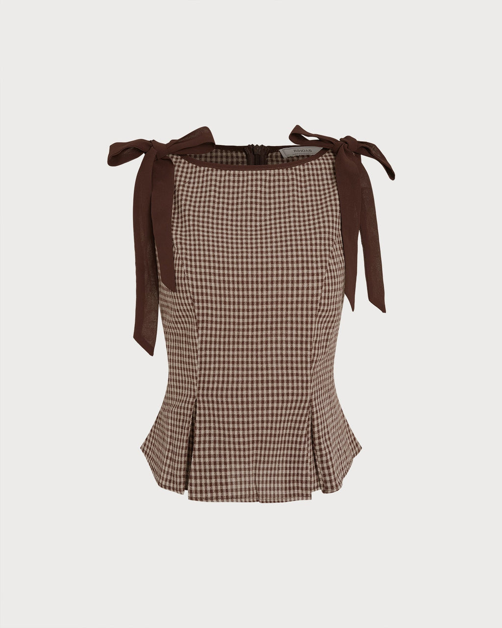 Plaid Brown Boat Neck Tank Top
