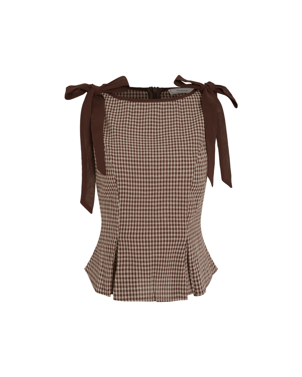 Plaid Brown Boat Neck Tank Top