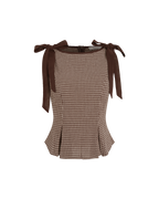 Plaid Brown Boat Neck Tank Top