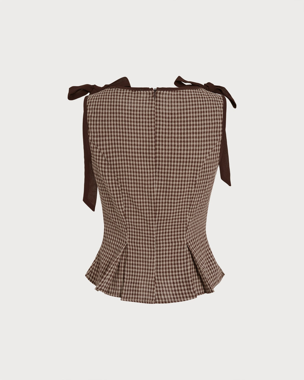 Plaid Brown Boat Neck Tank Top