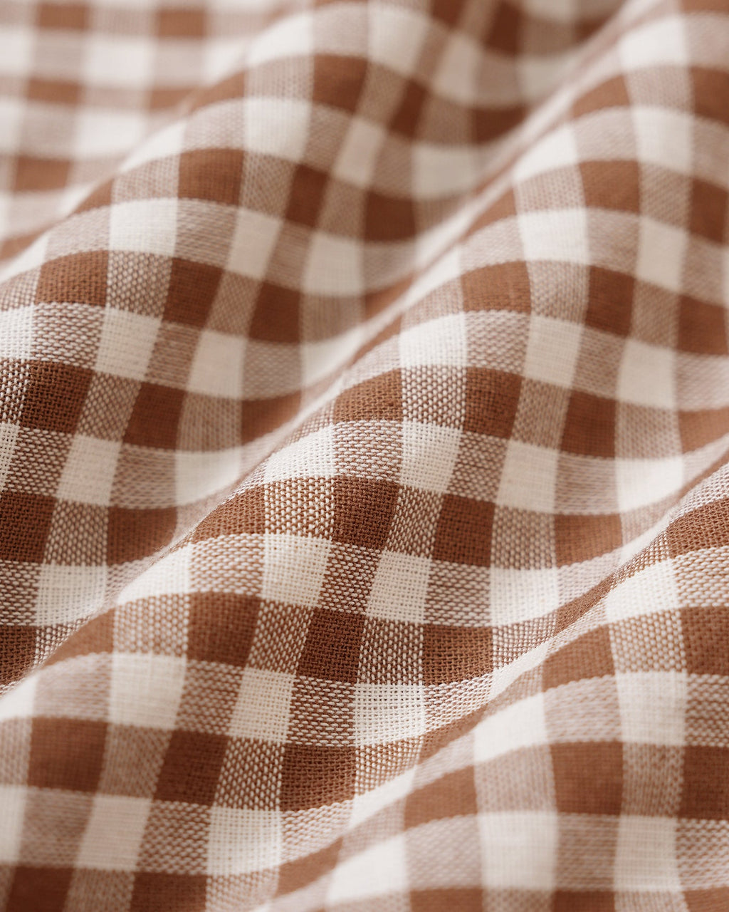 Plaid Blouse with Puffed Sleeves and Square Neck in Brown