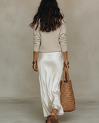 Elena | Midi Kleid aus Satin mit Inkludiertem Pullover