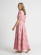 Xanthea | Kurzärmeliges, gebundenes, floral strukturiertes Maxikleid