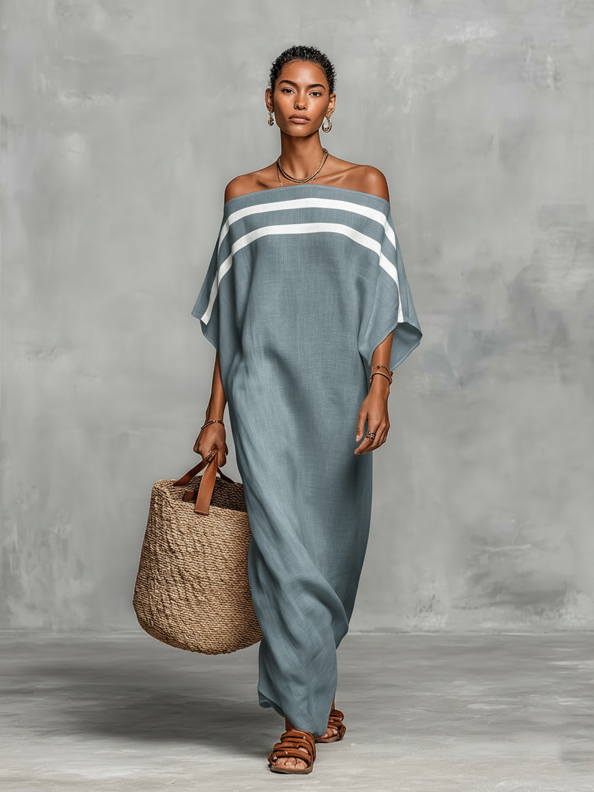 Minimalistisch Leinen Maxi Kleid
