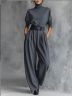 Mia – Poloshirt-Hals Gerade-Bein Jumpsuit